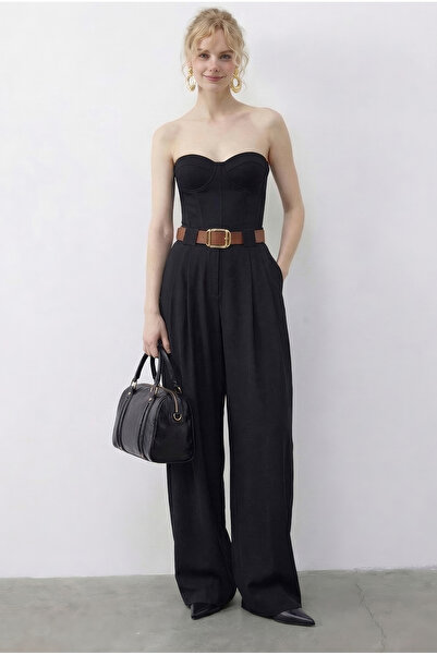 Bianco Lucci Women's Pocket Detail Belt Pack High Waist Premium Palazzo Pants...