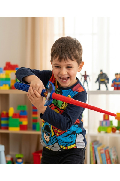 Tıfıl Toys Süper Adam Kahramını Temalı Işıklı Sesli Sensörlü Oyuncak Silahı
