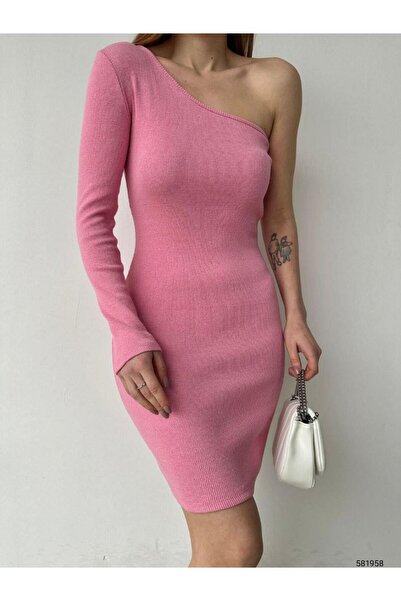 Modafeminen Dried Rose Ribbed Knit Dress 581958