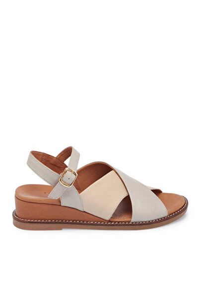 Tergan Bej Hakiki Deri Kadın Sandalet - K25Y1SN68056-A25