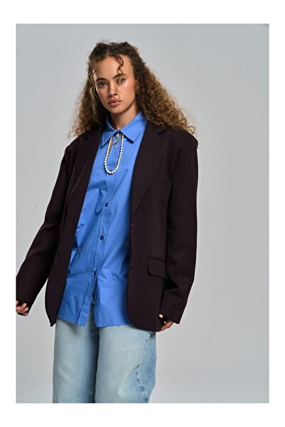 LC Waikiki Emma Bitter Brown Blazer with Stitching Detail