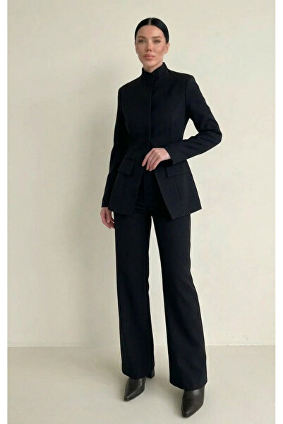 My Blog Black Judge Collar Jacket and Pants Set - 7100