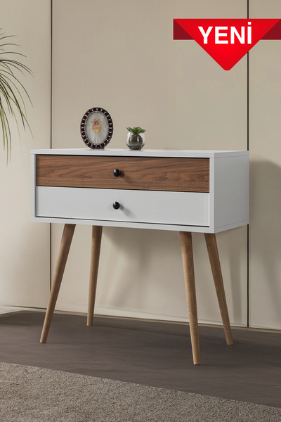 Evmo Home Vita 5204 ( AHŞAP AYAKLI ) Dresuar , 2 Çekmeceli , Şifonyer , Antre...