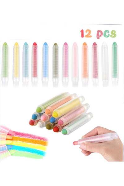 Arabest 12 PCS Dustless Colored Chalk ,for Kids Toddlers, Outdoor Art Play & ...
