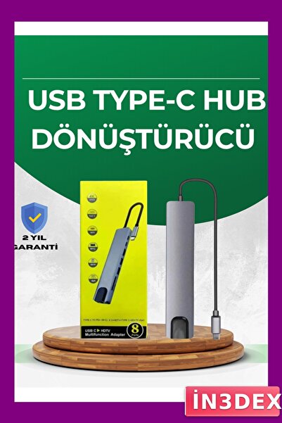İN3DEX Type-C Hub with USB 3.0 and HDMI Ports for Multiple Connections