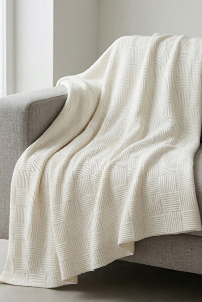 MOYA HOME %100 Cotton Single Piqué Dama Patterned Ecru 160X230