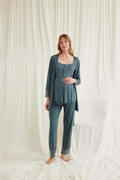 Aria's Closet طقم بيجامة للحوامل من أرياس كلوست، دانتيل قطع بأزرار أمامية، في...
