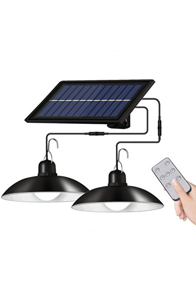 SimpluAcasa Lampă Solară Dublă Suspendată, 2 Candelabre cu Panou Fotovoltaic ...