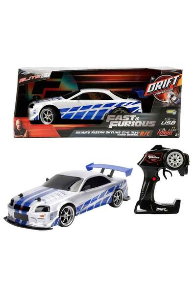 Sunman 1:10 Fast & Furious Brian's Nissan Skyline GT-R (R34) USB Şarjlı Uzakt...