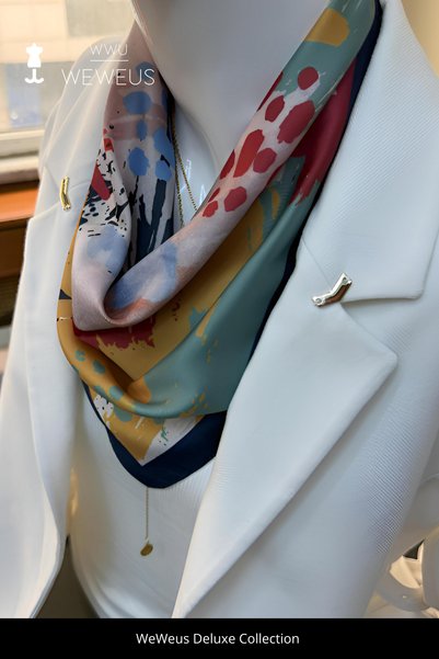 Weweus Red Pastel Pattern Luxury Satin Bandana Scarf
