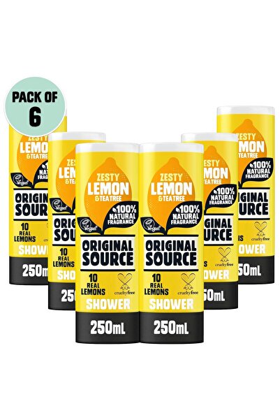 ORIGINAL SOURCE جل استحمام بالليمون وشجرة الشاي، ٢٥٠ مل، عبوة من ٦ قطع