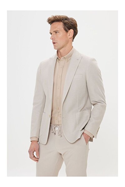 LC Waikiki Men's Beige 360-Direction Stretch Slim Fit Swallow Collar Patterne...