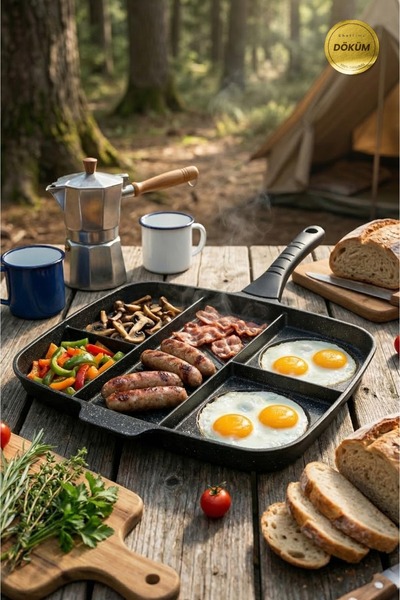 CHEFTİME Premium 5 Bölmeli Döküm Kamp&Piknik Tavası