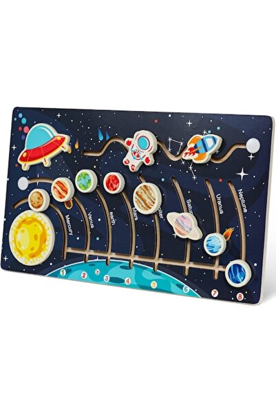 KRUZZEL Puzzle educațional Montessori cu sistemul solar