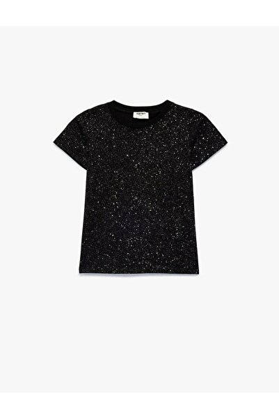 Koton Βαμβακερό μπλουζάκι με λεπτομέρειες από στρας, κοντό μανίκι και λαιμόκο...