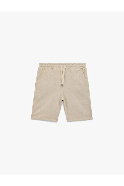 Koton Cepli Beli Bağcıklı Pamuk Karışımlı Basic Şort