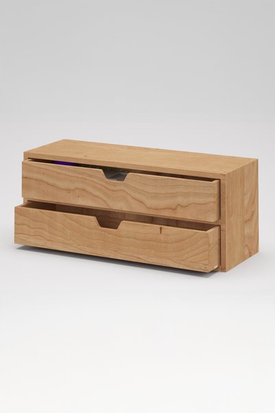 Woodsaka Desna Two-Tier, Two-Drawer Mini Cabinet - Cherry |   34 cm X 12.1 cm X 13.6 cm |
