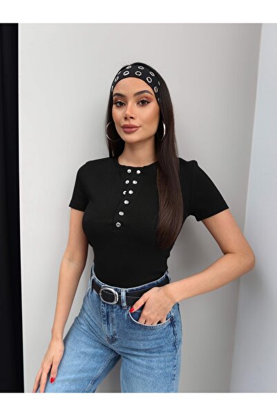 ESRAHELVACI Fitil Pattern Snap Button Tshirt