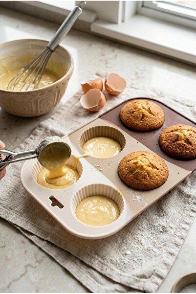 EWs قالب كيك وشوكولاتة من السيليكون باللون البني مكون من 6 قطع وأدوات خبز الم...