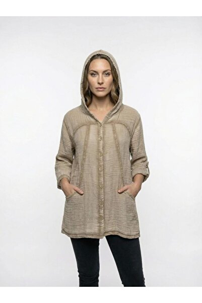 QYA Clothing Plus Size Hooded Cotton Shirt