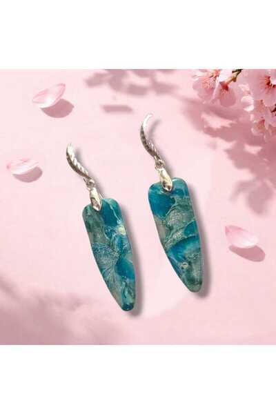 Dodemert Home أقراط بتصميم من البوليمر والإيبوكسي بمظهر موجات البحر من الحجر ...