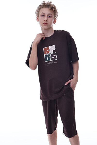 Fagis Crew Neck Short Sleeve Boys' Shorts Set -F1268