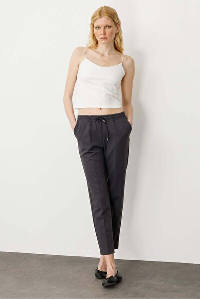 Desen Triko Pantaloni de damă șnur în talie și pantaloni din țesătură elastic...