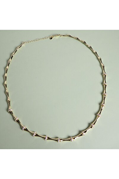 B Design jewelry Gold Kemik Zirkon Taşlı Kolye