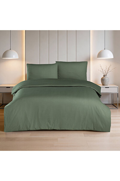 Altınbaşak Linestyle Double %100 Cotton satin (90 thread) duvet cover set kha...