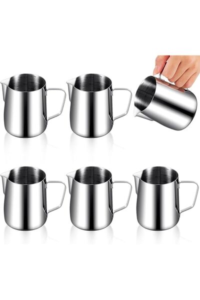 Arabest 6Pcs 12 Oz Stainless Steel Milk Frother Cup,Frother Jug for Espresso,...