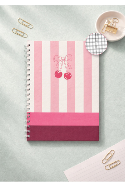 Lizy Spiral Bound Hard Cover Pink Notepad - 17X24Cm - Checked