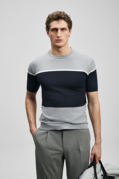 Lufian Enzo Men's Modal Blended Sweater Light Gray