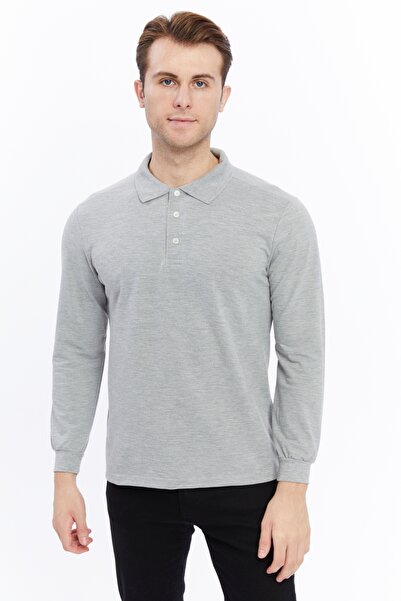 Uniprom Tricou cu mânecă lungă pentru bărbați, cu guler polo, bumbac Tricouri...