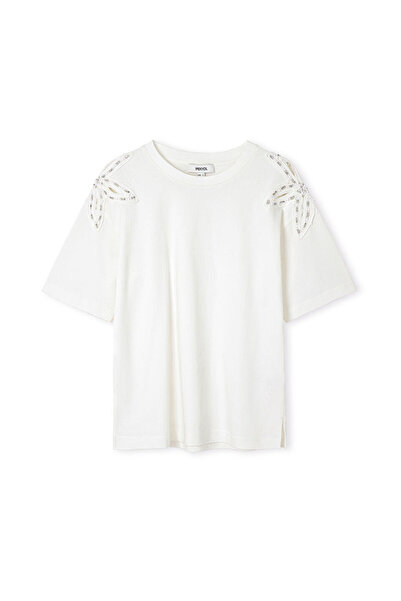İpekyol Nakışlı ve aplikeli cutout tişört
