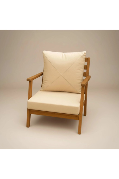 Gullfoss Krem Pofidik Arkalıklı Bahçe ve Balkon Sandalye Minderi Seti 50x50x7 Cm