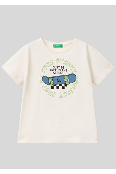 Benetton United Colors of Boys' Skateboard Printed 100% Cotton Pack T-Shirt