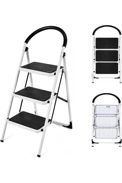 Generic Foldable Ladder 3 Steps, Lightweight Folding Step Stools Folding Stur...