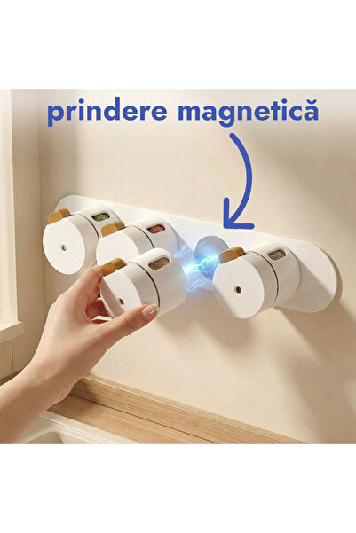 SHOPPINO Set of 6 Spice Containers, Magnetic Mounting, Wall Mount, Anti-Humid...