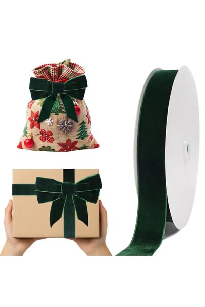 Arabest Green Velvet Ribbon,1 Inch x 80 Yards,for Gift Wrapping,Tree Ornament...