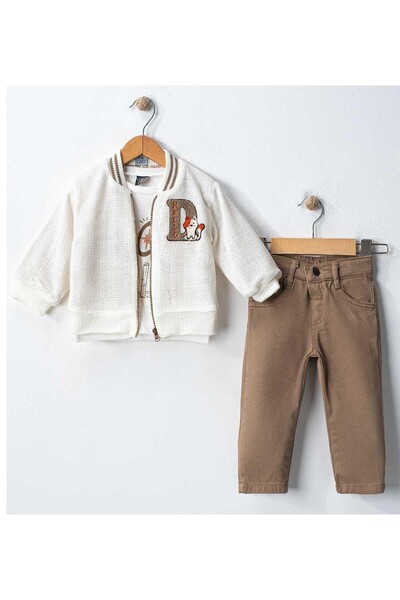 Bluefeet Cnz White Knitwear College Baby Boy Suit