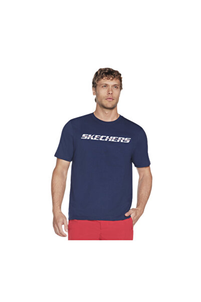 SKECHERS Strikethrough Tee T-Shirt Men Navy Blue EU L