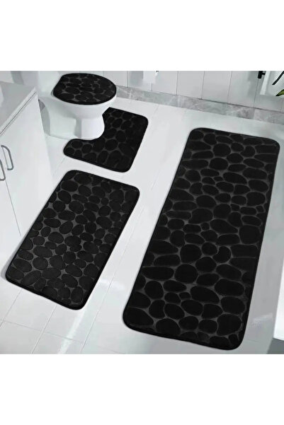Magdeal Set of 4 Non-Slip Bath Mats, Black