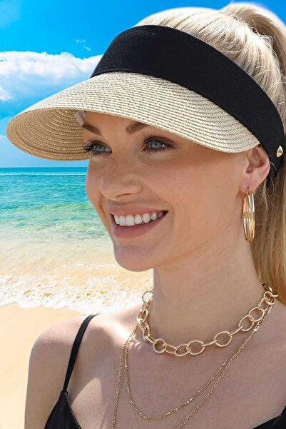 Uniquetrenders Pălărie de plajă ajustabilă pentru femei, vara protecție solară