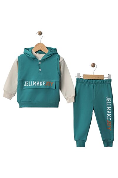 Generic Brand Wwc Green Two String Vest Hooded Baby Boy Set