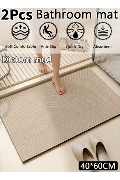 Generic 2Pcs Bathroom Mats 40*60cm Diatom Mud Floor Mats Anti-Slip Rugs Carpe...