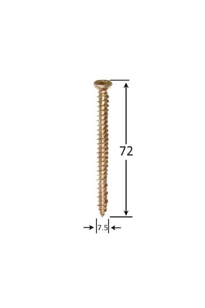 seda Window Mounting Screw 7.5x72 Yellow TX30 - 100pcs/box