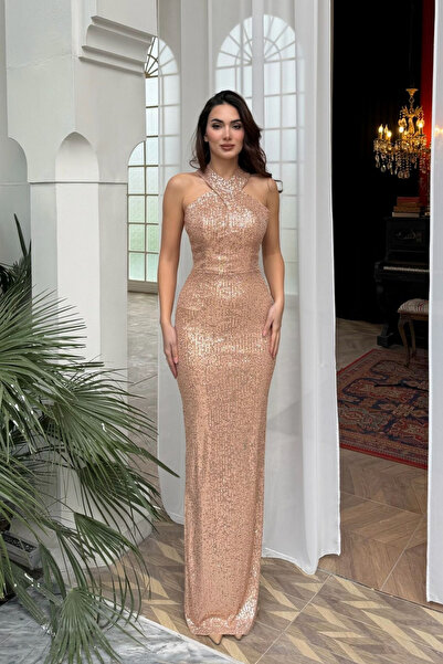 Sindimoda Stella Payetli Çapraz Yaka Abiye 1074