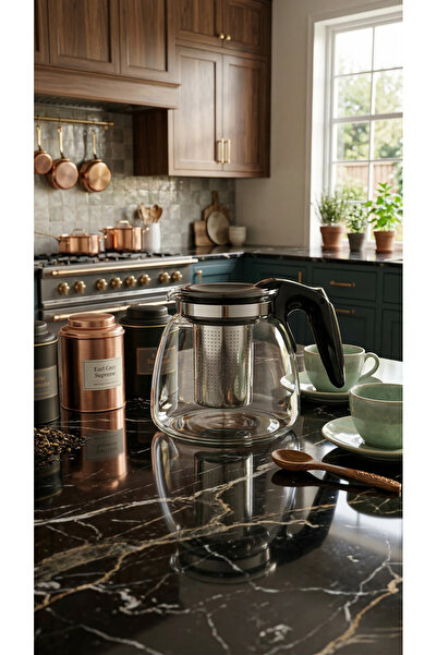 BAROTTİ Isıya Dayanıklı Cam Demlik Paslanmaz Çelik Süzgeçli Bitki Demliği 900ml