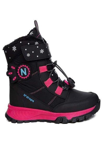 Bluefeet Nds Velcro Black Fuchsia Girl's Snow Boots