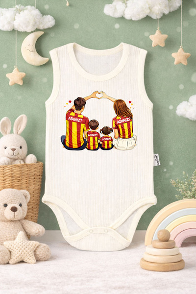 ModaXen بدلة أطفال مطبوعة بكتابة مضحكة من سلسلة Yellow Red Lion Family 100% ق...